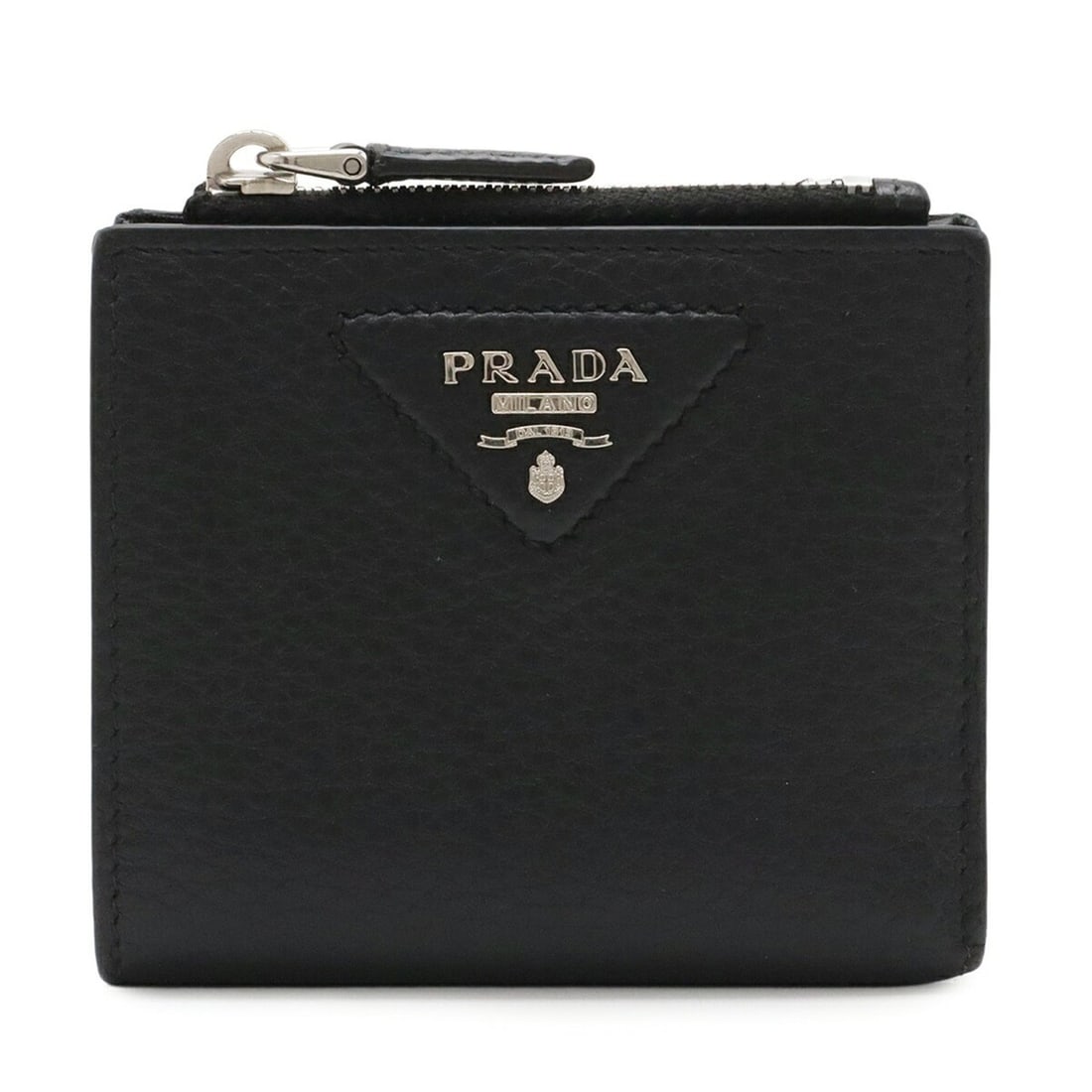 PRADA Triangle Compact Wallet, Bi-fold Leather, NERO Black, 2ML049 (1 of 10)