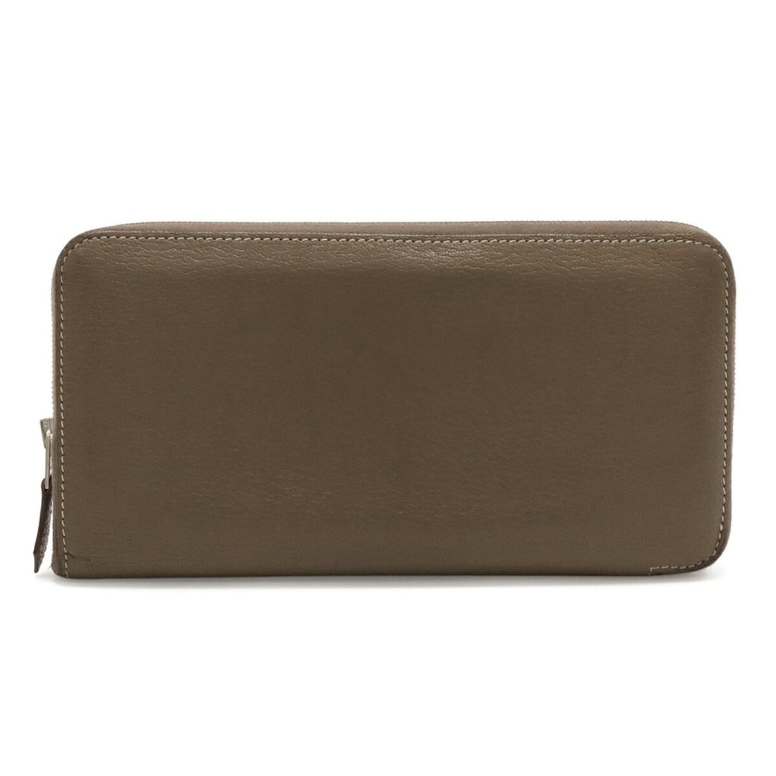 HERMES Azap Long All-Leather Round Wallet, Chevre Leather, Etoupe Greige, X Stamp: --- Catalog ---Category: SizeSize (HxWxD): 10.5cm x 20cm / 4.13'' x 7.87''Category: DesignType: Long wallet (bi-fold)Color: Etoupe grayGender: Women,MenMaterial: Chevre leather Category: GeneralBrand: