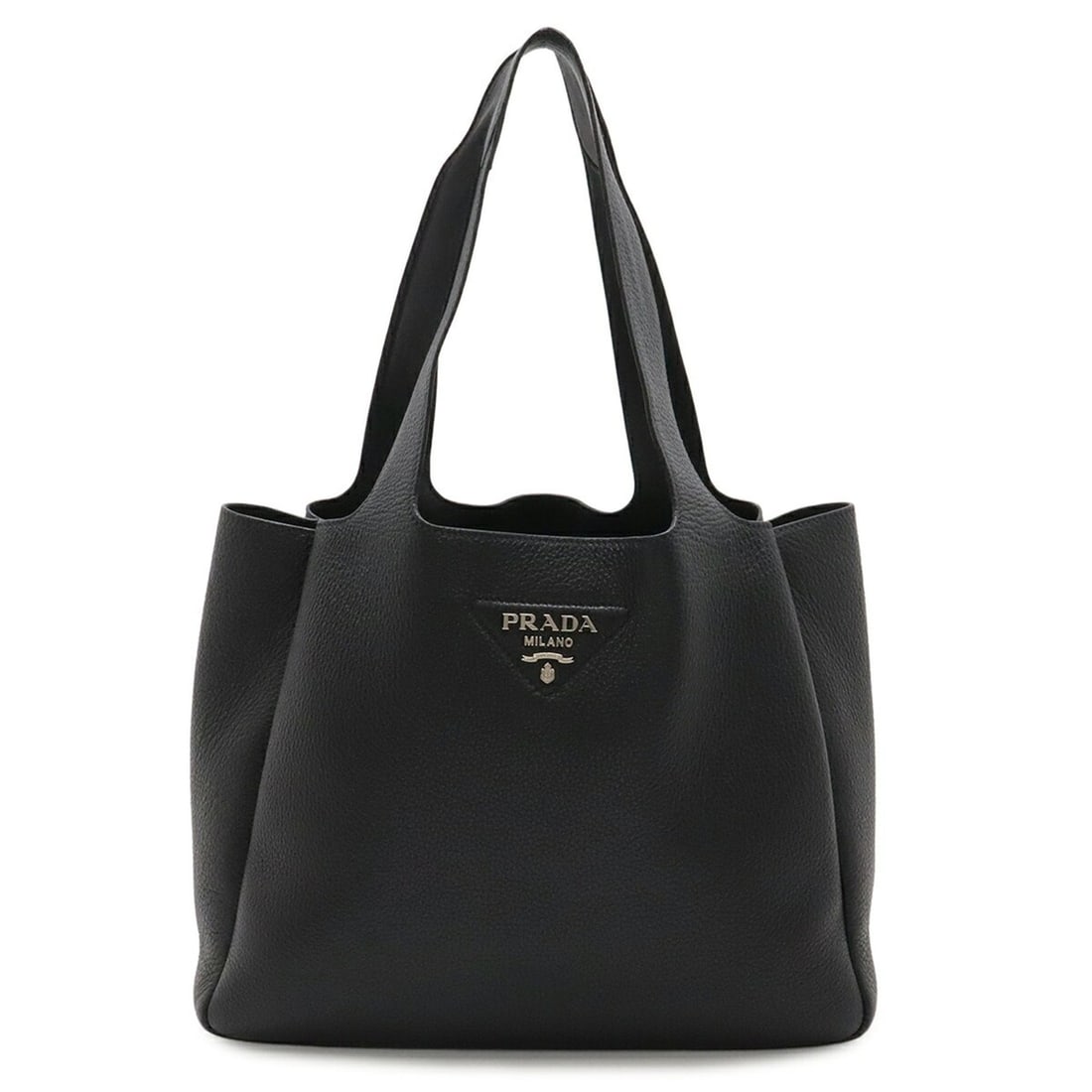 PRADA tote bag/shoulder bag, Vitello Daino soft leather, NERO (black), purchased from a domestic: --- Catalog ---Category: SizeSize (HxWxD): 26.5cm x 32cm x 13.5cm / 10.43'' x 12.59'' x 5.31''Category: DesignType: Shoulder bag, Tote bagColor: Black, NeroGender: WomenMaterial: Leather Category: Gen