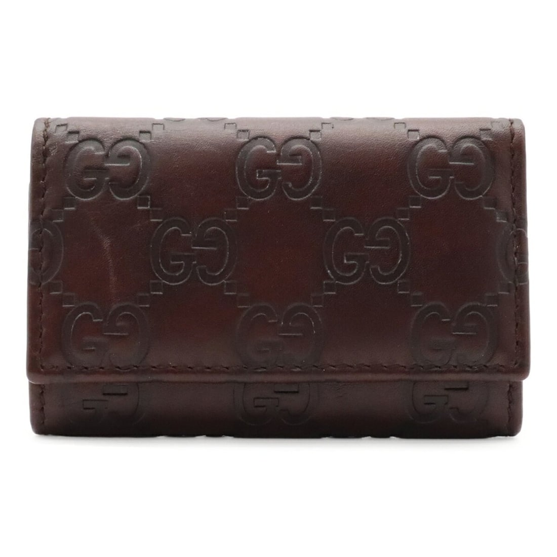 GUCCI Guccissima GG pattern 6-key case, leather, dark brown, 138093: --- Catalog ---Category: DesignType: KeycaseColor: Dark brownMaterial: Leather Category: GeneralBrand: GucciCountry of Origin: ItalyCategory: Physical PropertiesSize (HxWxD): 9.5cm x 6cm / 3.74'' x 2.