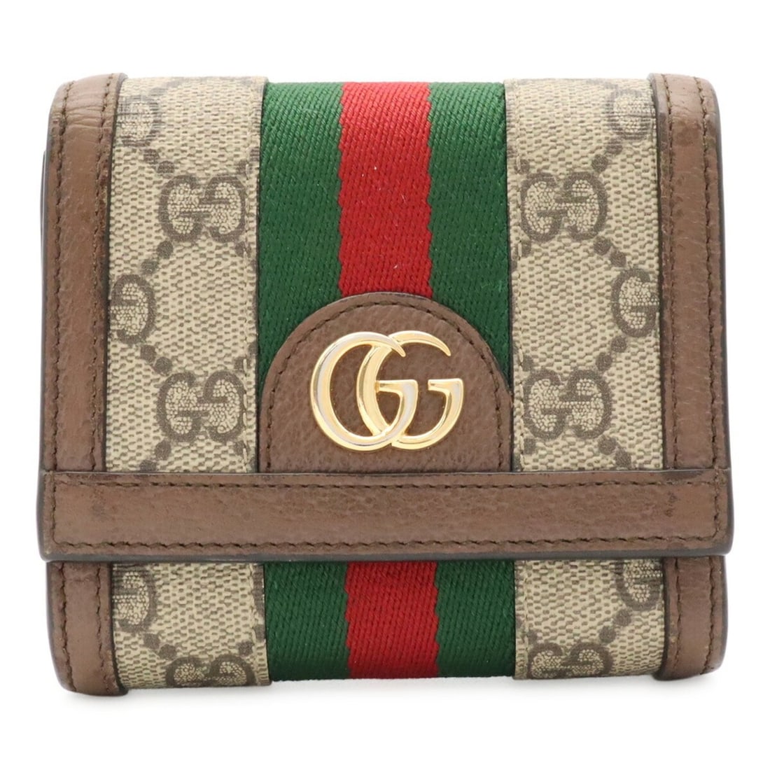 GUCCI Ophidia GG Wallet Supreme Compact Sherry Line Bi-fold Beige Brown 598662: --- Catalog ---Category: SizeSize (HxWxD): 10.5cm x 11cm / 4.13'' x 4.33''Category: DesignType: Wallet (bi-fold)Color: Beige, Brown, Green, Red colorGender: Women,MenMaterial: GG Supreme , Canvas , Le