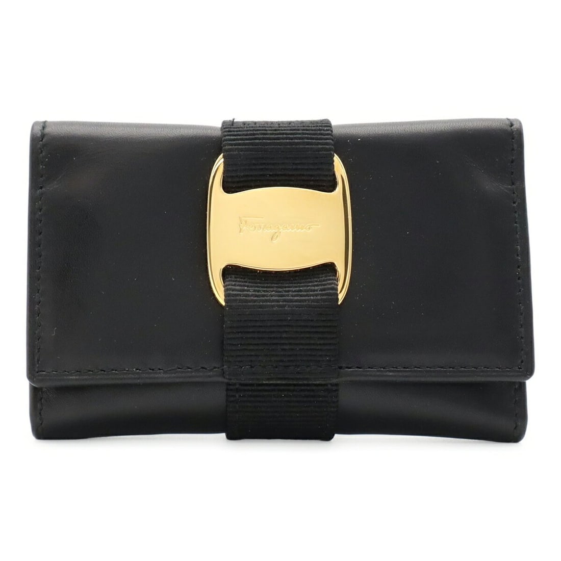 Salvatore Ferragamo Vara Ribbon 6-Key Case, Leather, Black, 22-3056: --- Catalog ---Category: DesignType: KeycaseColor: BlackMaterial: Leather Category: GeneralBrand: Salvatore FerragamoCountry of Origin: ItalyCategory: Physical PropertiesSize (HxWxD): 6.5cm x 10cm / 2