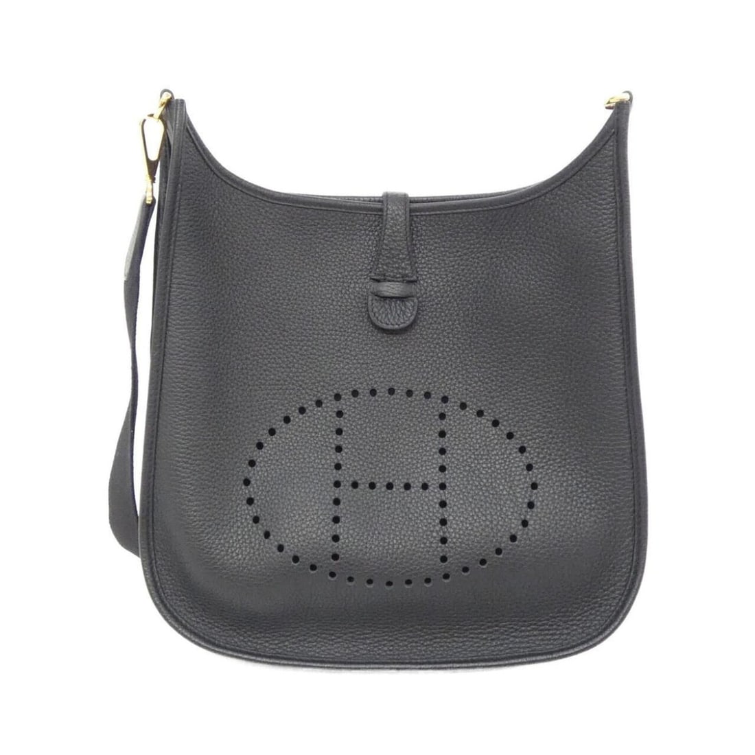 Hermes Evelyne 3 PM 056277CC Shoulder Bag: --- Catalog ---Category: SizeSize (HxWxD): 29cm x 28cm x 8cm / 11.41'' x 11.02'' x 3.14''Category: DesignType: Shoulder bagColor: BlackGender: Men,WomenMaterial: Taurillon clemence leather Hardware