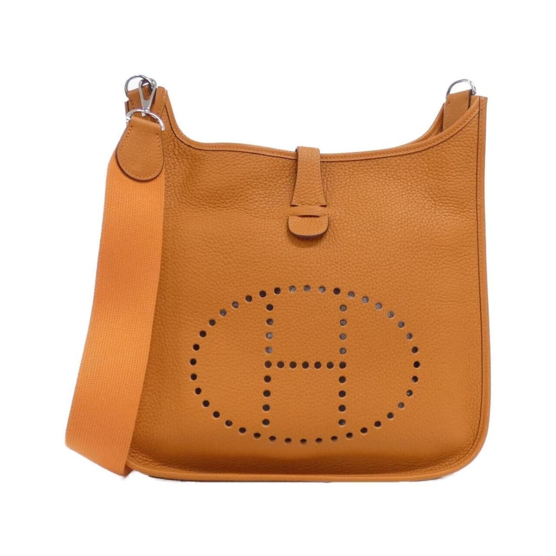 Hermes Evelyne GM 030624CK Shoulder Bag: --- Catalog ---Category: SizeSize (HxWxD): 30cm x 32cm x 9cm / 11.81'' x 12.59'' x 3.54''Category: DesignType: Shoulder bagColor: OrangeGender: Men,WomenMaterial: Taurillon clemence leather Hardware