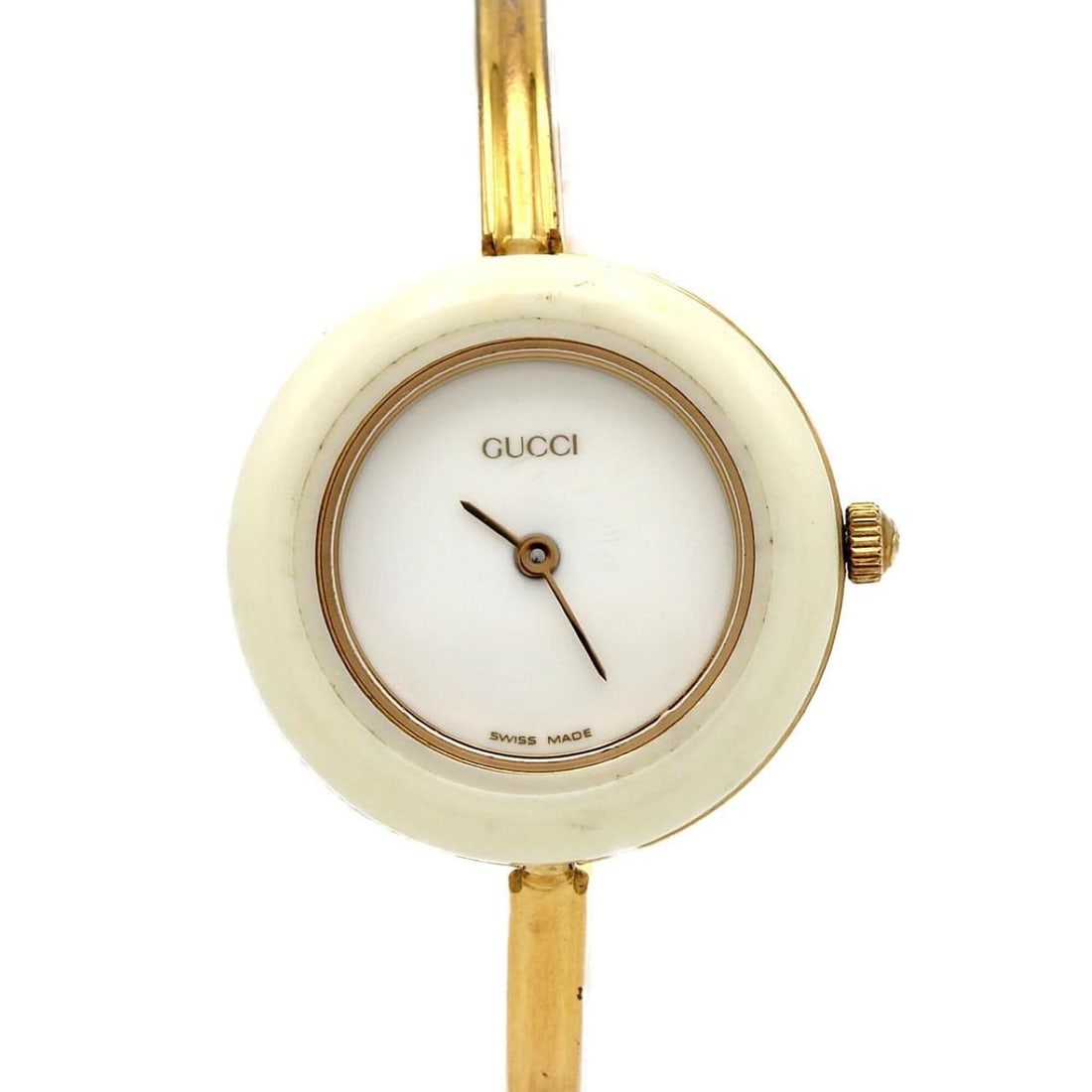 Gucci Change Ring GP S size 11 12.2 Quartz Watch: --- Catalog ---Category: SizeWrist Size: 15cm / 5.9''Case Diameter: 26mm / 1.02''Category: DesignType: WristwatchGender: WomenColor (Dial): WhiteMaterial (Band): Gold platedMaterial (Case): Gold plate