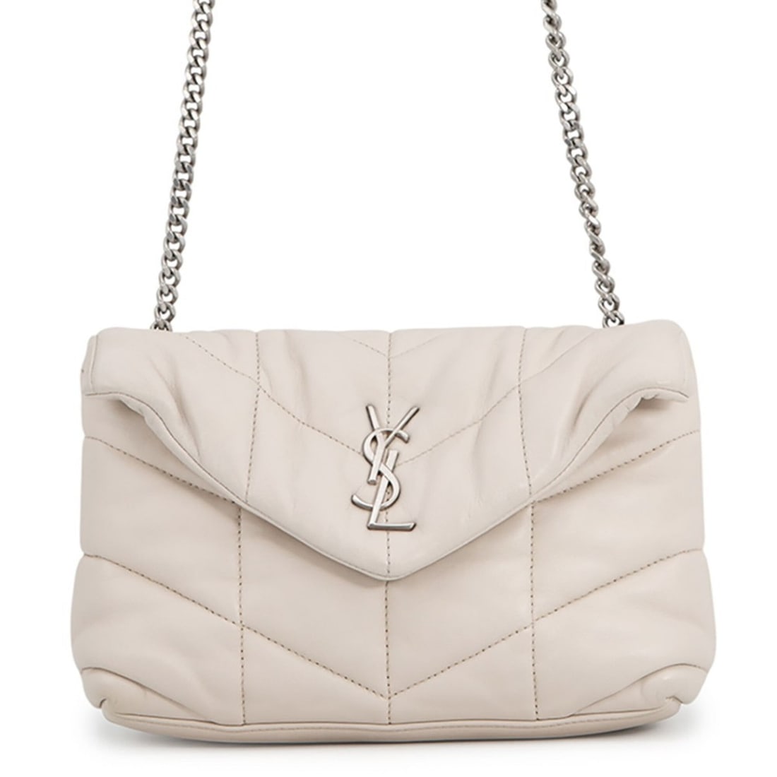 Yves Saint Laurent Saint Laurent Paris Chain Shoulder Bag Loulou Puffer Leather 620333 SAINT LAURENT: --- Catalog ---Category: SizeWeight: 380g / 13.4oz.Size (HxWxD): 15cm x 22cm x 6.5cm / 5.9'' x 8.66'' x 2.55''Strap Length: 118cm / 46.45''Category: DesignType: Handbag, Shoulder bagColor: BeigeGender