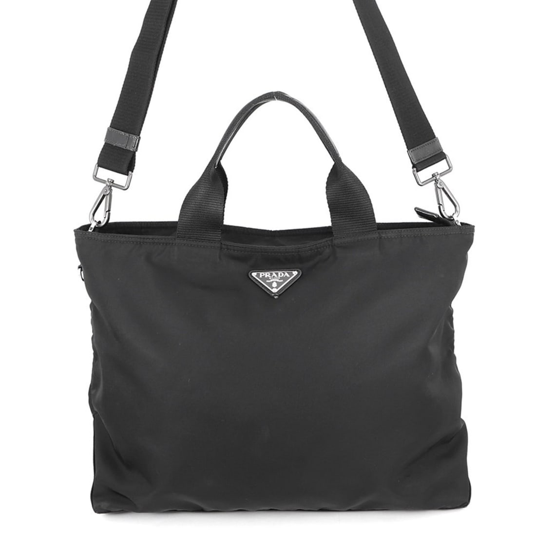 Prada Nylon Triangle Tote Bag 1BG387 PRADA Handbag 2-way Shoulder Black (1 of 19)