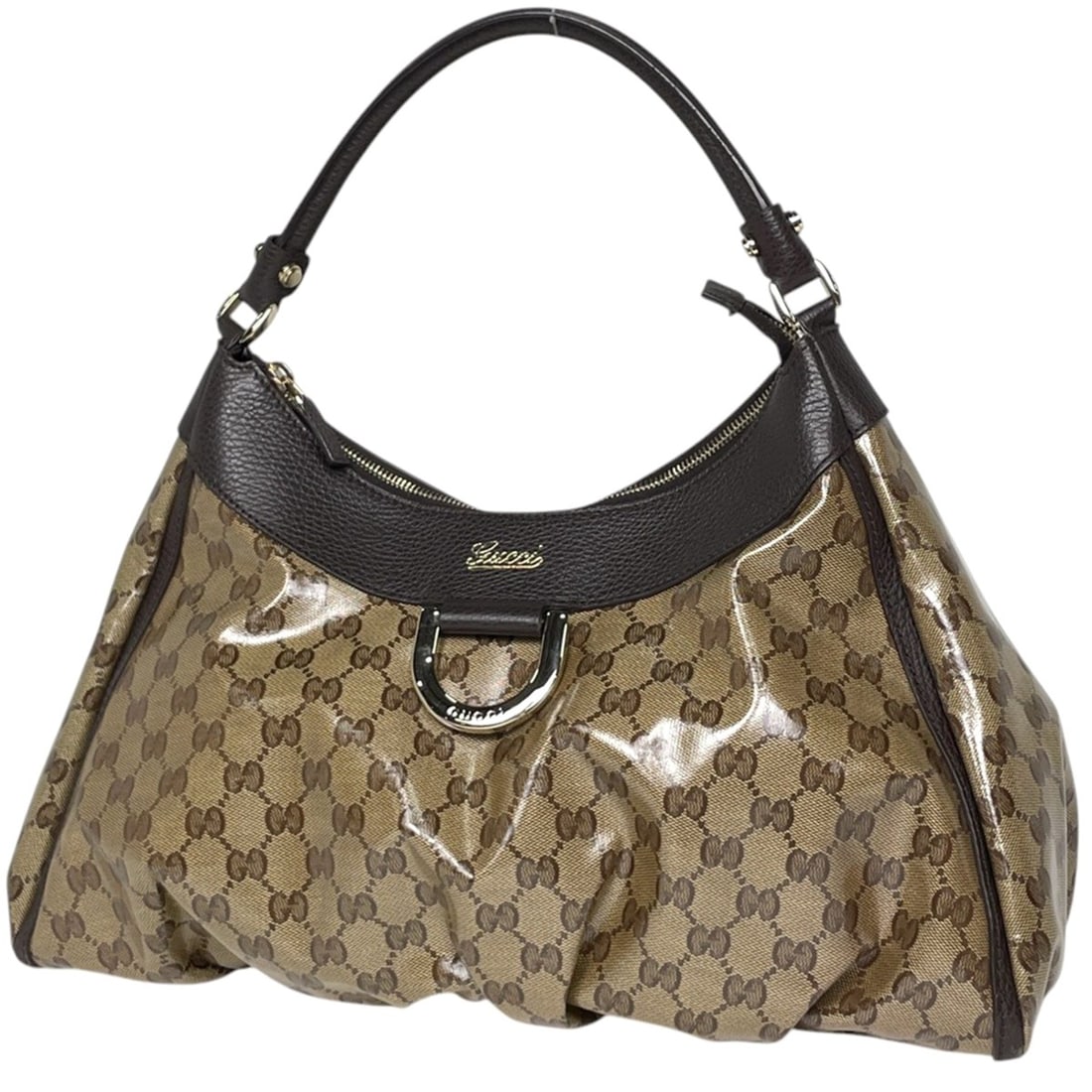 Gucci GG Crystal Shoulder Bag, Abbey, Coated Canvas, Beige/Brown, 327786, Women's: --- Catalog ---Category: SizeSize (HxWxD): 24cm x 40cm x 16cm / 9.44'' x 15.74'' x 6.29''Category: DesignType: Shoulder bagColor: Beige brownGender: WomenMaterial: Coated canvas , Leather Category: Ge