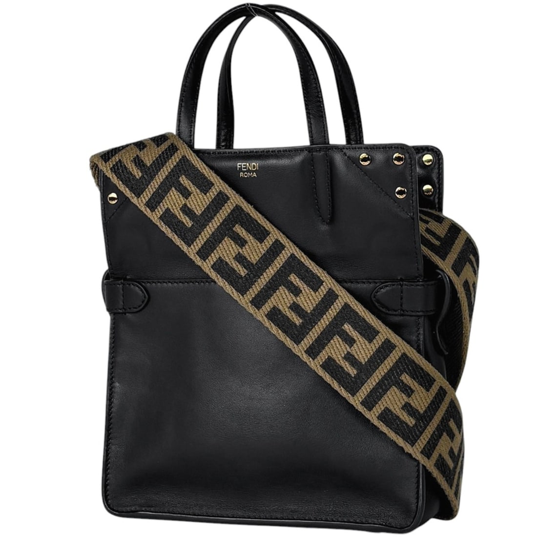 Fendi Flip Small Handbag, 2-Way, Leather, Black, 8BT306, Women's: --- Catalog ---Category: SizeSize (HxWxD): 15cm x 20.5cm x 7.5cm / 5.9'' x 8.07'' x 2.95''Category: DesignType: HandbagColor: BlackGender: WomenMaterial: Leather Category: GeneralMPN: 8BT306Brand: Fen