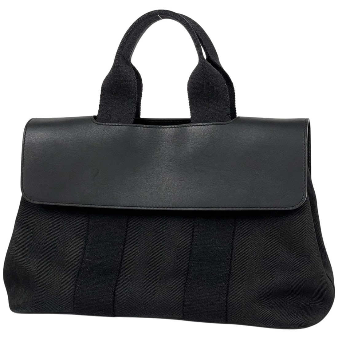 Hermes Valparaiso PM Handbag Tote Bag, Toile Chevron, Black, Women's: --- Catalog ---Category: SizeSize (HxWxD): 20cm x 30cm x 14cm / 7.87'' x 11.81'' x 5.51''Category: DesignColor: BlackGender: WomenMaterial: Toile chevron , Leather Category: GeneralBrand: Hermes--- It