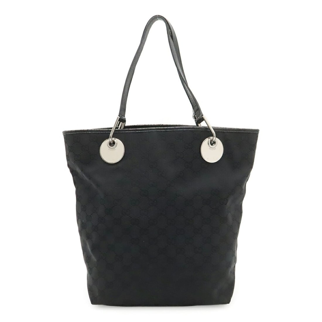 GUCCI GG Canvas Tote Bag Shoulder Bucket Style Leather Black 120836: --- Catalog ---Category: SizeSize (HxWxD): 31.5cm x 24cm x 12.5cm / 12.4'' x 9.44'' x 4.92''Category: DesignType: Shoulder bag, Tote bagColor: BlackGender: Women,MenMaterial: Canvas , Leather Category