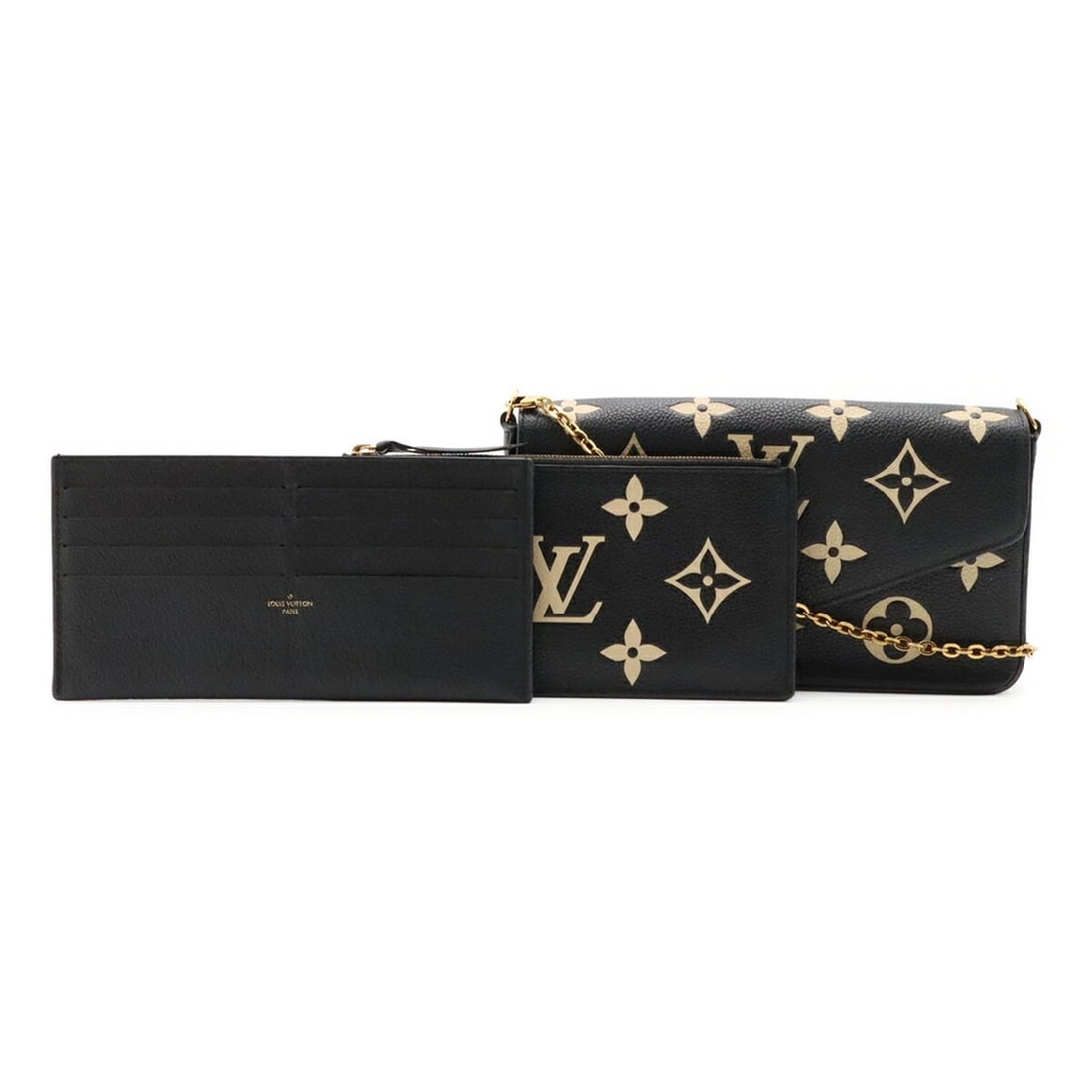 LOUIS VUITTON Louis Vuitton Monogram Empreinte Pochette Felicie Shoulder Bag Clutch Black Beige (1 of 10)