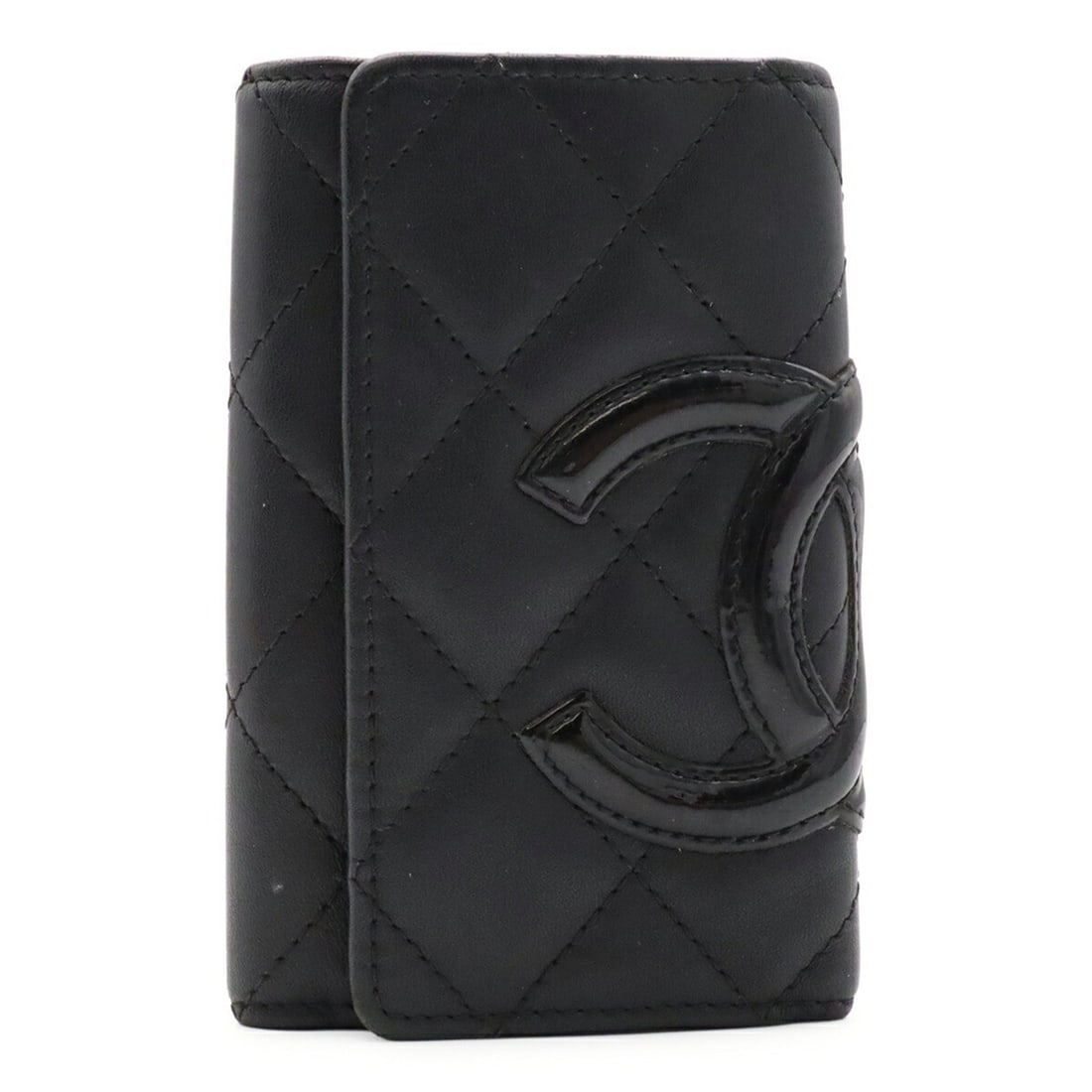 CHANEL Cambon Line Key Case, 6-Key Holder, Calfskin, Enamel, Patent Leather, Black, Pink, A26723: --- Catalog ---Category: DesignType: KeycaseColor: Black, PinkGender: WomenMaterial: Leather Category: GeneralBrand: ChanelCountry of Origin: SpainCategory: Physical PropertiesSize (HxWxD): 10.5cm x 7