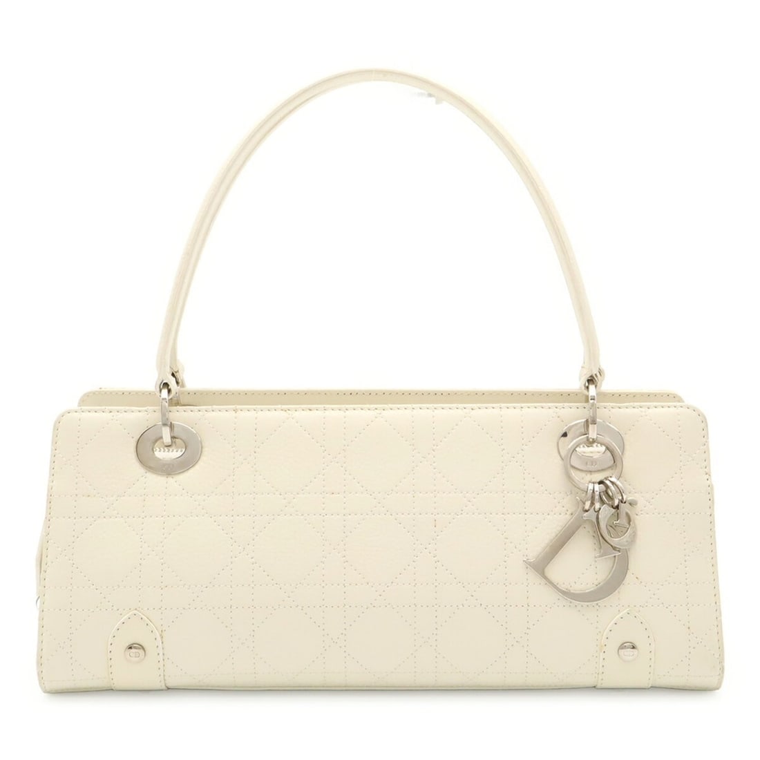 Christian Dior Cannage Handbag/Shoulder Bag, Horizontal, Leather, Ivory/White: --- Catalog ---Category: SizeSize (HxWxD): 14cm x 32cm x 10cm / 5.51'' x 12.59'' x 3.93''Category: DesignType: Handbag, Shoulder bagColor: IvoryGender: WomenMaterial: Leather Category: GeneralBrand: C