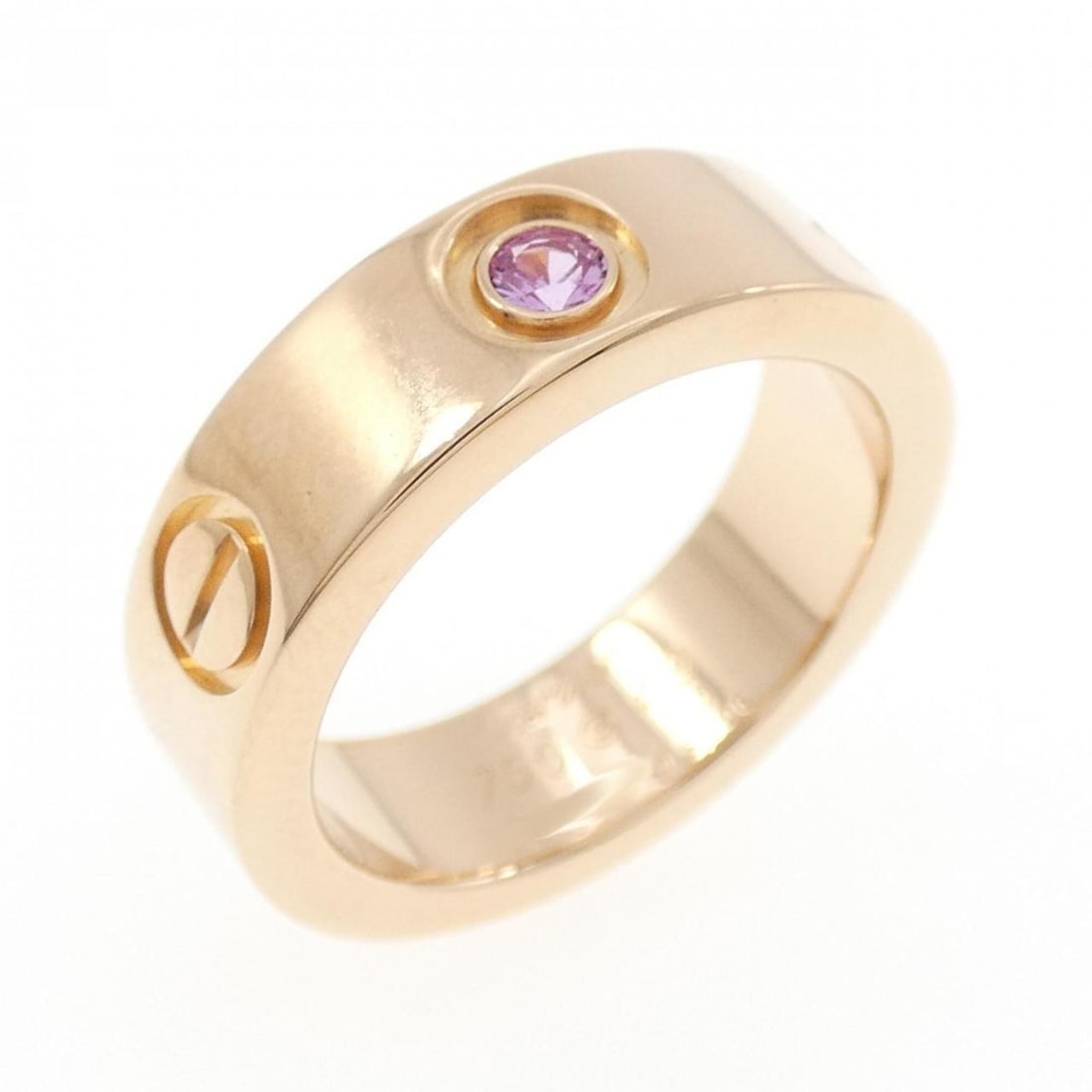 Cartier Love 1P Ring: --- Catalog ---Category: SizeUS Size: 5Brand Size: 49Category: DesignType: Band ringStone: SapphireGender: WomenMaterial: Pink gold (18K)Category: GeneralBrand: Cartier--- Item List ---Section: Condit