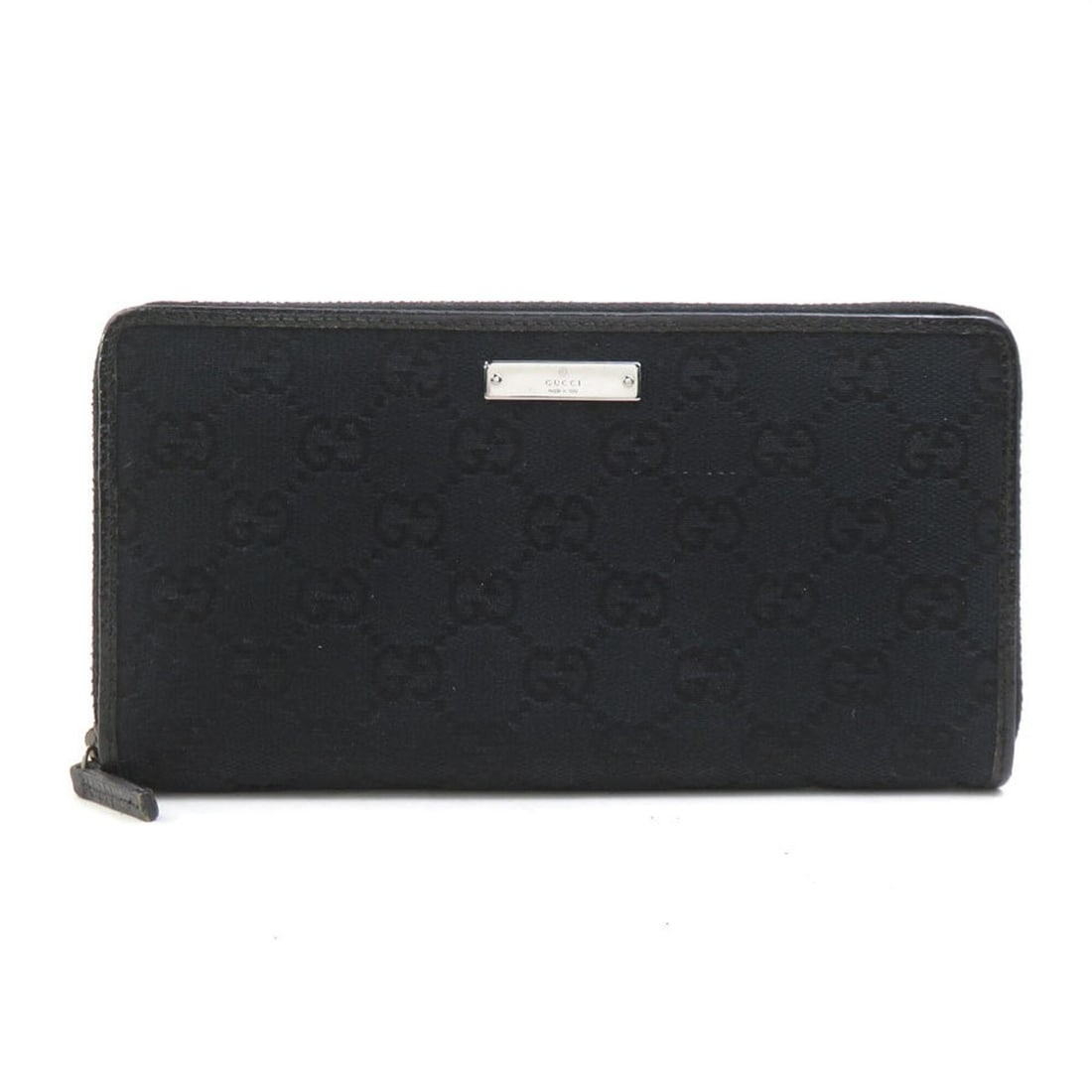 Gucci GUCCI Round Zip Long Wallet GG Canvas Black Silver Men's Women's 112724 e62044i: --- Catalog ---Category: SizeSize (HxWxD): 9.5cm x 18.5cm x 2cm / 3.74'' x 7.28'' x 0.78''Category: DesignType: Long wallet (bi-fold)Color: BlackGender: Men,WomenMaterial: GG canvas Category: GeneralM