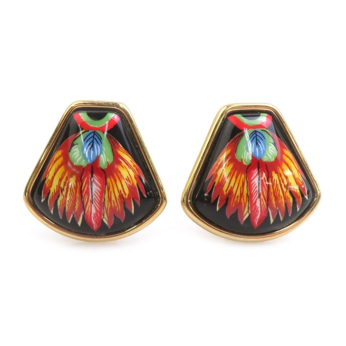 Hermes HERMES Earrings, Enamel Metal, Gold, Black, Multicolor, Women's, e62052a: --- Catalog ---Category: SizeSize (HxWxD): 25.00mm x 25.00mm / 0.98'' x 0.98''Category: DesignType: Clip earringsColor: Black, Gold, Multi-colorGender: WomenMaterial: Enamel, MetalCategory: GeneralBra