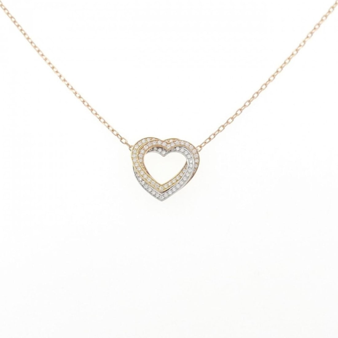 Cartier Trinity Heart Necklace: --- Catalog ---Category: SizePendant Size: 14.2mm x 14.8mm / 0.55'' x 0.58''Neck Circumference: 38 cm - 41 cm / 14.96'' - 16.14''Category: DesignStone: DiamondGender: WomenMaterial: Pink gold (18K),