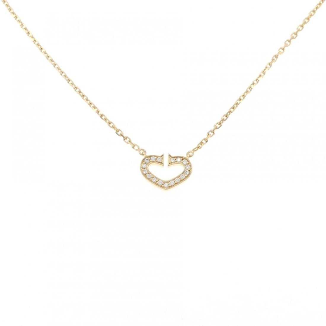 Cartier C Heart Necklace: --- Catalog ---Category: SizePendant Size: 8.7mm x 12.1mm / 0.34'' x 0.47''Neck Circumference: 39 cm / 15.35''Category: DesignStone: DiamondGender: WomenMaterial: Yellow gold (18K)Pendant Type: