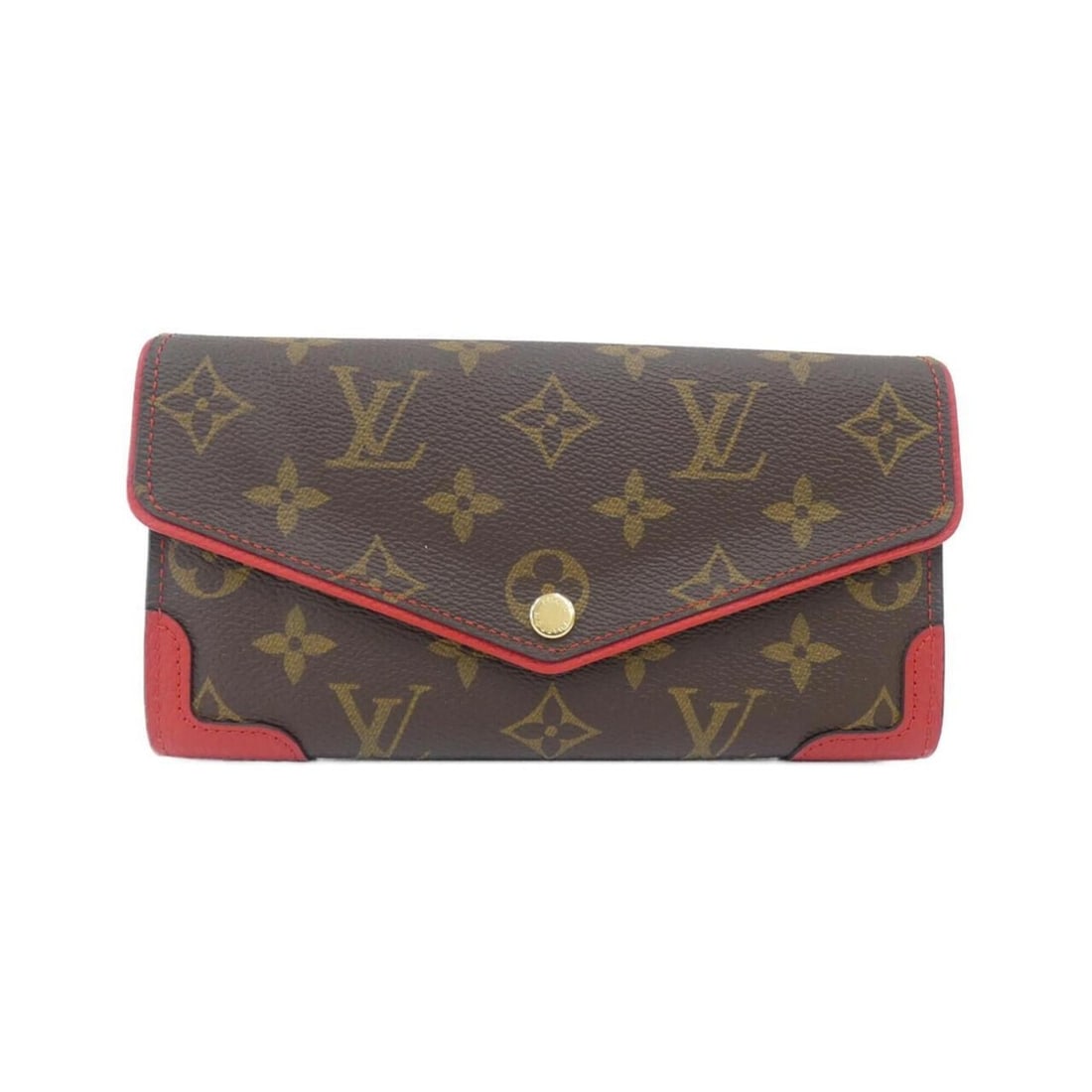 Louis Vuitton Monogram Portefeuille Sarah Retiro M61184 Wallet: --- Catalog ---Category: SizeSize (HxWxD): 10cm x 19cm x 3cm / 3.93'' x 7.48'' x 1.18''Category: DesignType: Long wallet (bi-fold)Color: Cerise, MarronGender: WomenMaterial: Coated canvas , Leather