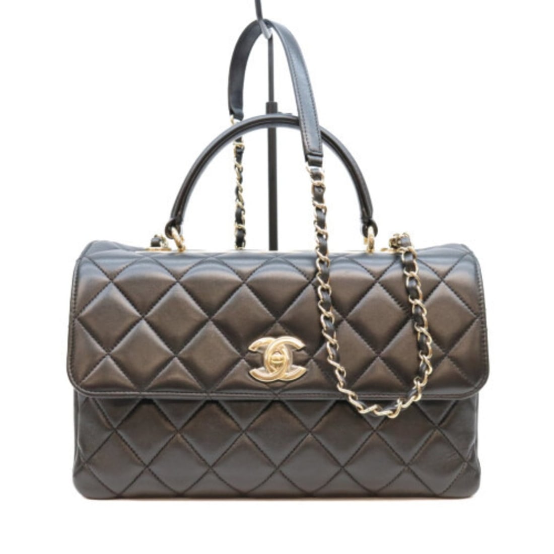 CHANEL A69923 Black Lambskin Gold Hardware Trendy CC Large 2-Way Shoulder Bag (Women's) (1 of 18)