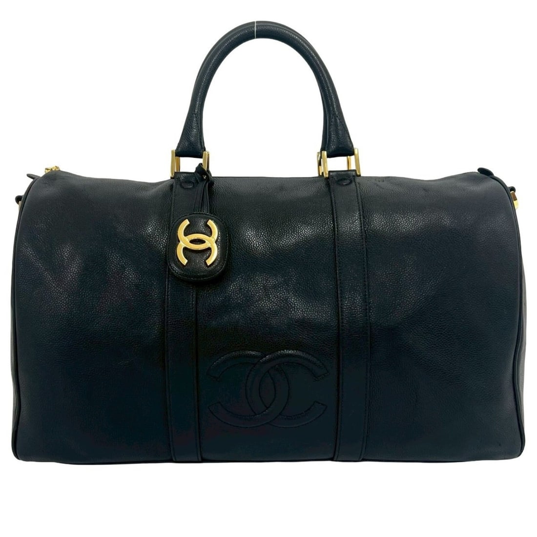 CHANEL Large Coco Caviar Skin 2-Way Boston Bag Shoulder Travel Black 09061 (1 of 10)