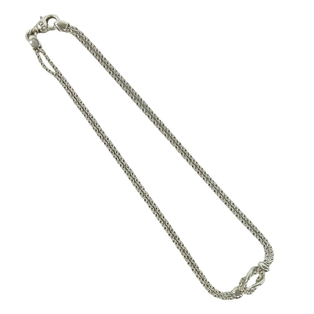TIFFANY&Co. Tiffany Double Rope Center Knot Necklace, Sterling Silver 925 Chain Choker Accessory: --- Catalog ---Category: SizeNeck Circumference: 43 cm / 16.92''Category: DesignColor: SilverGender: WomenMaterial: Silver 925Necklace Type: NecklaceCategory: GeneralBrand: Tiffany--- Item List ---Sec