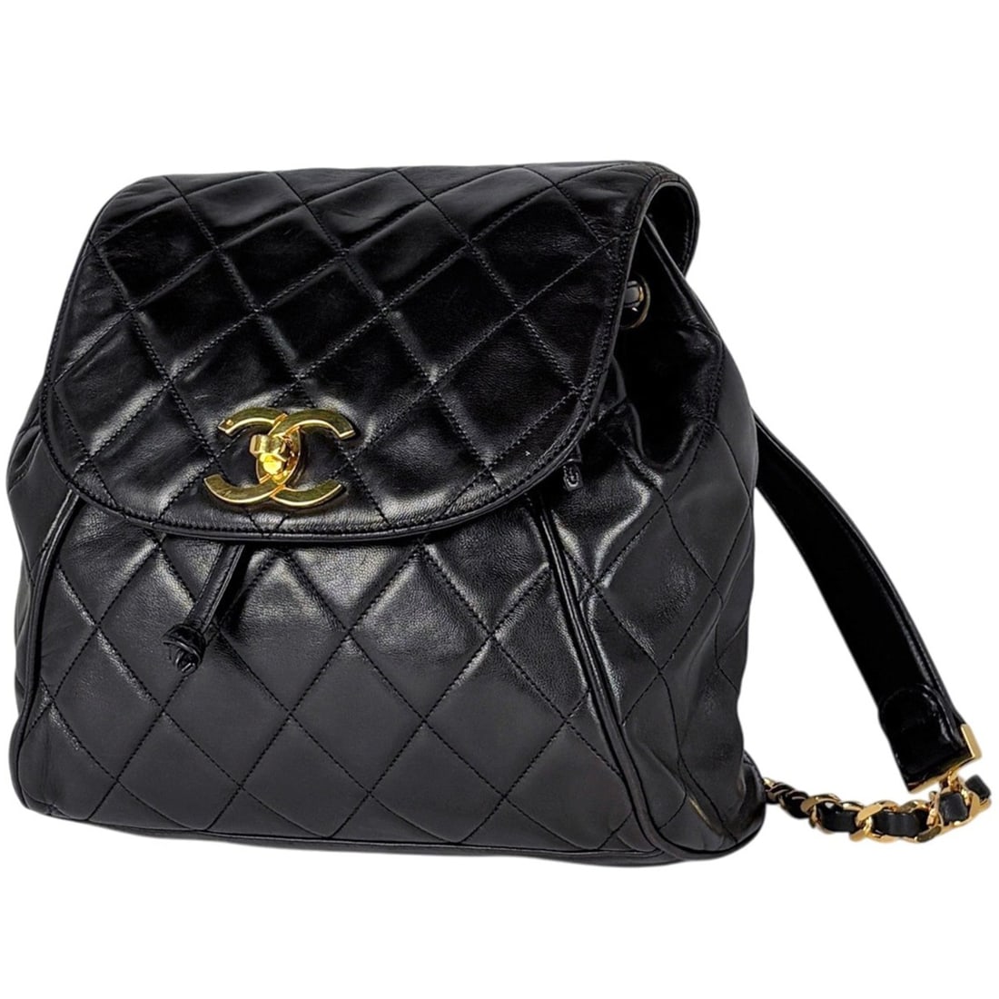 Chanel Coco Mark Backpack, Chain Leather, Black, Women's: --- Catalog ---Category: SizeSize (HxWxD): 24cm x 24cm x 10cm / 9.44'' x 9.44'' x 3.93''Category: DesignType: BackpackColor: BlackGender: WomenMaterial: Leather Category: GeneralBrand: Chanel--- Item 