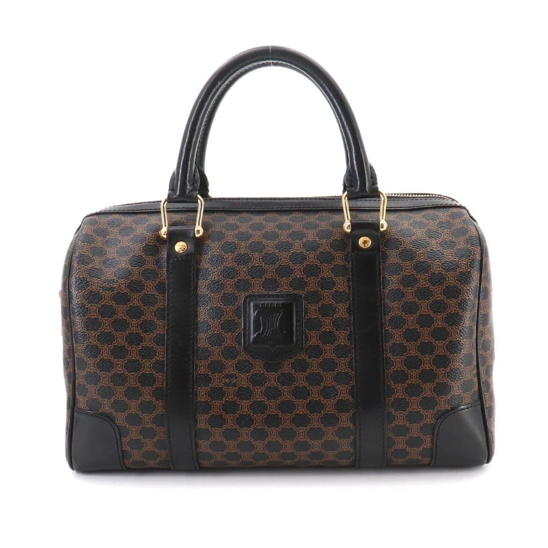 Celine Macadam Boston Handbag, Leather, Black/Brown, Gold Hardware (1 of 9)