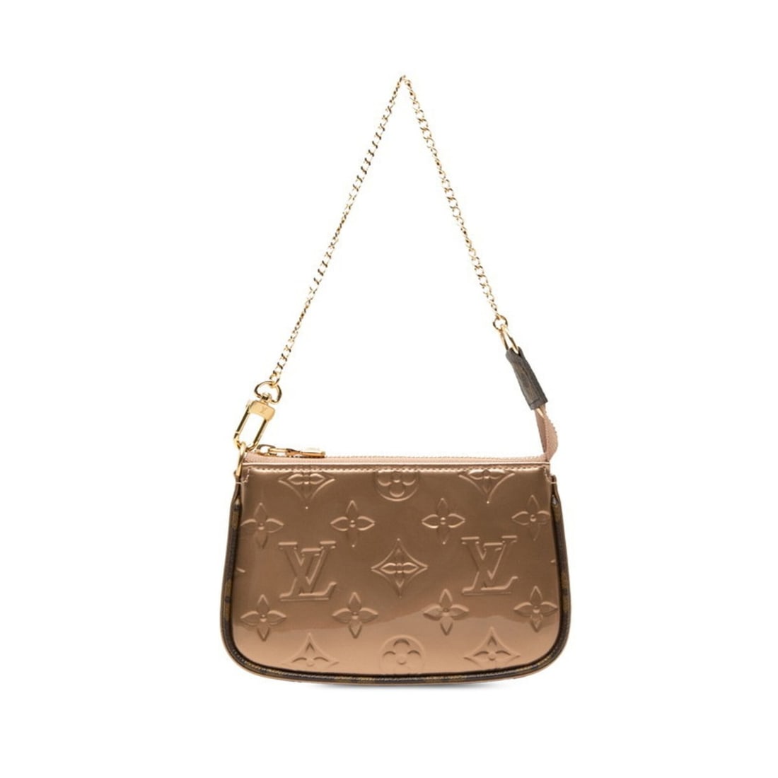 Louis Vuitton Monogram Vernis Mini Pochette Accessoires Chain Clutch Bag Accessory Pouch M80947 Rose: --- Catalog ---Category: SizeSize (HxWxD): 9.5cm x 15cm x 3.5cm / 3.74'' x 5.9'' x 1.37''Category: DesignType: Clutch bag, Pochette, PouchColor: Rose goldGender: WomenMaterial: Patent leather Category