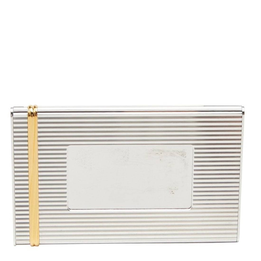 Cartier Louis Vendôme Slide-Type Business Card Holder/Card Case, Silver Gold Metal Plated, Women's, (1 of 8)