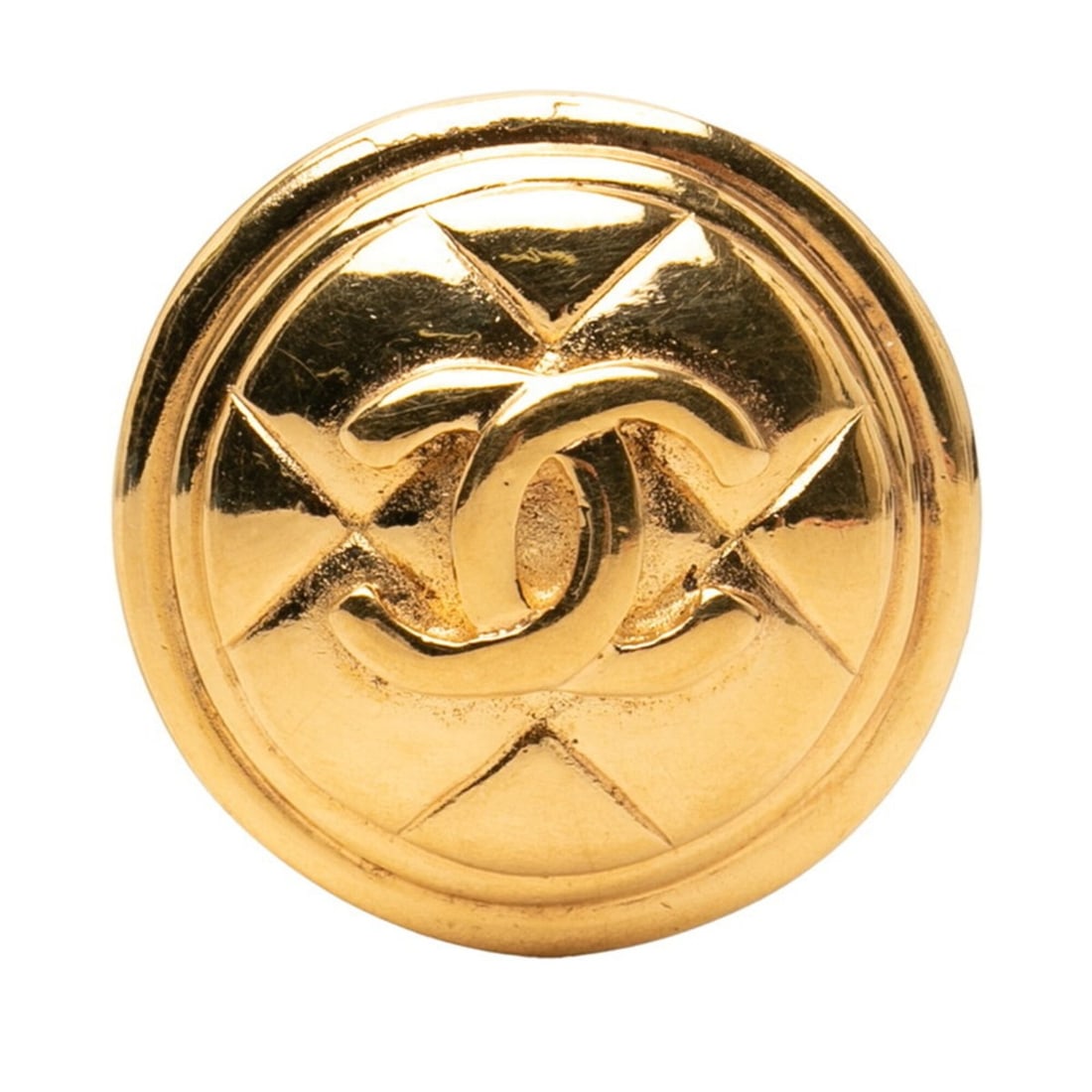 Chanel Coco Mark Matelassé Brooch, Gold Plated (GP), Women's.: --- Catalog ---Category: SizeSize (HxWxD): 3.02cm x 3.02cm / 1.18'' x 1.18''Category: DesignType: BroochColor: GoldGender: WomenMaterial: Gold platingCategory: GeneralBrand: Chanel--- Item List ---Sec