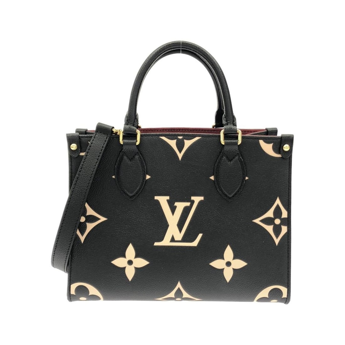 Louis Vuitton Bicolor Monogram Empreinte OnTheGo PM M45659 Handbag: --- Catalog ---Category: SizeSize (HxWxD): 19cm x 25cm x 9.5cm / 7.48'' x 9.84'' x 3.74''Category: DesignType: HandbagColor: Beige, BlackGender: Women,MenMaterial: Leather Leather/Fur Type: Calf leath