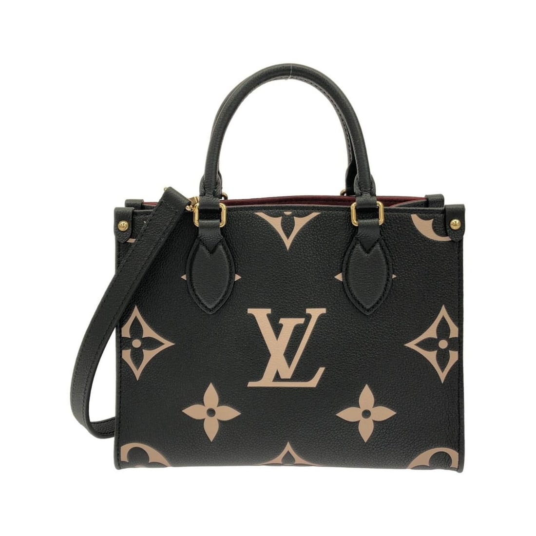 Louis Vuitton Bicolor Monogram Empreinte OnTheGo PM M45659 Handbag: --- Catalog ---Category: SizeSize (HxWxD): 19cm x 25cm x 9cm / 7.48'' x 9.84'' x 3.54''Category: DesignType: HandbagColor: Beige, BlackGender: Men,WomenMaterial: Leather Leather/Fur Type: Calf leather