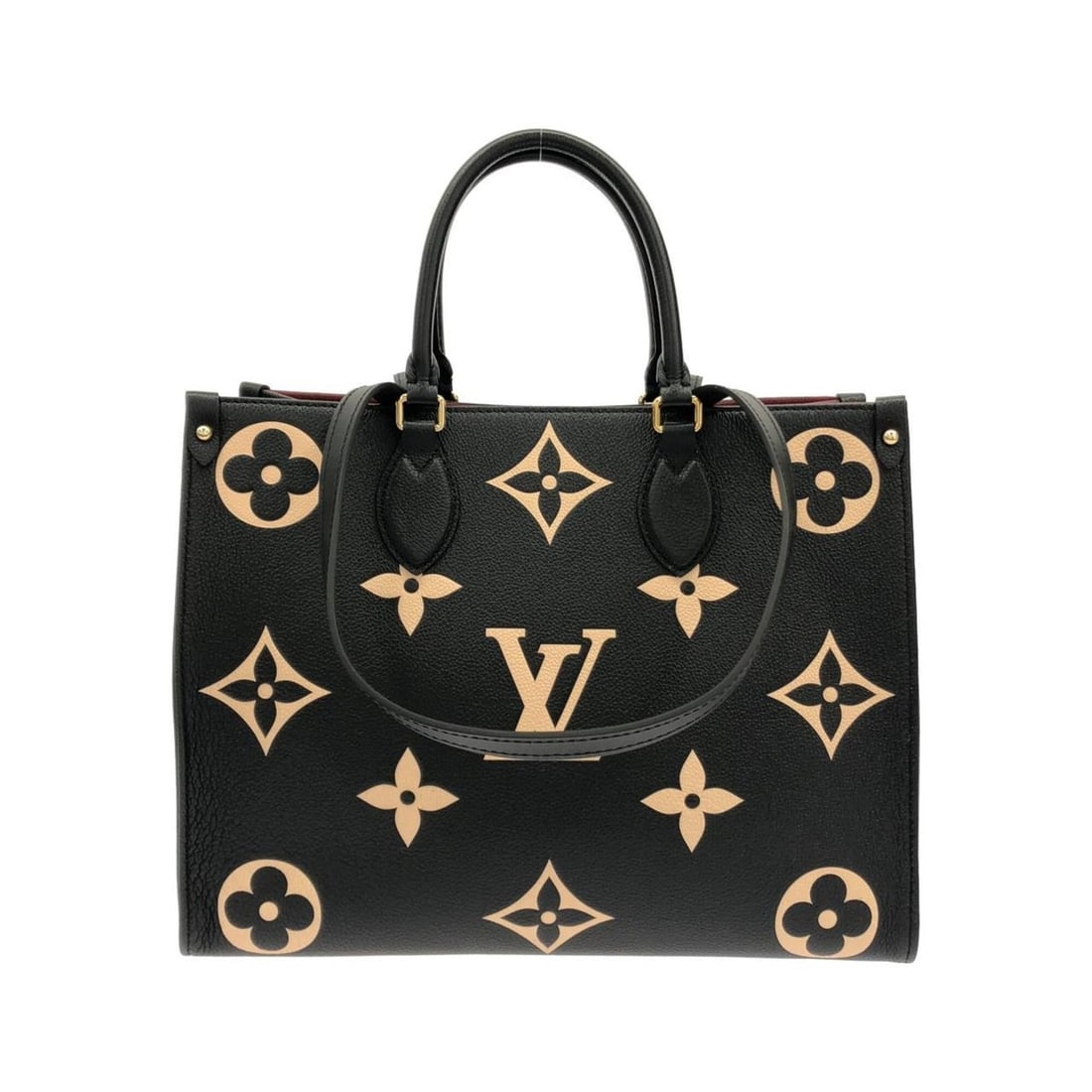 Louis Vuitton Bicolor Monogram Empreinte OnTheGo MM M45495 Handbag: --- Catalog ---Category: SizeSize (HxWxD): 26cm x 34cm x 13cm / 10.23'' x 13.38'' x 5.11''Category: DesignType: HandbagColor: Beige, BlackGender: Men,WomenMaterial: Leather Leather/Fur Type: Calf leat