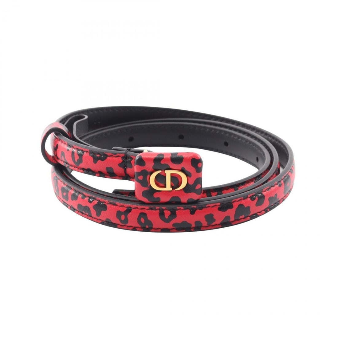 Christian Dior Dior CD logo leopard print leather belt for women, red/black: --- Catalog ---Category: SizeLength: 74cm - 84cm / 29.13'' - 33.07''Category: DesignType: Standard beltColor: Black, Red colorGender: WomenMaterial (Strap): Leather Category: GeneralBrand: Christian D