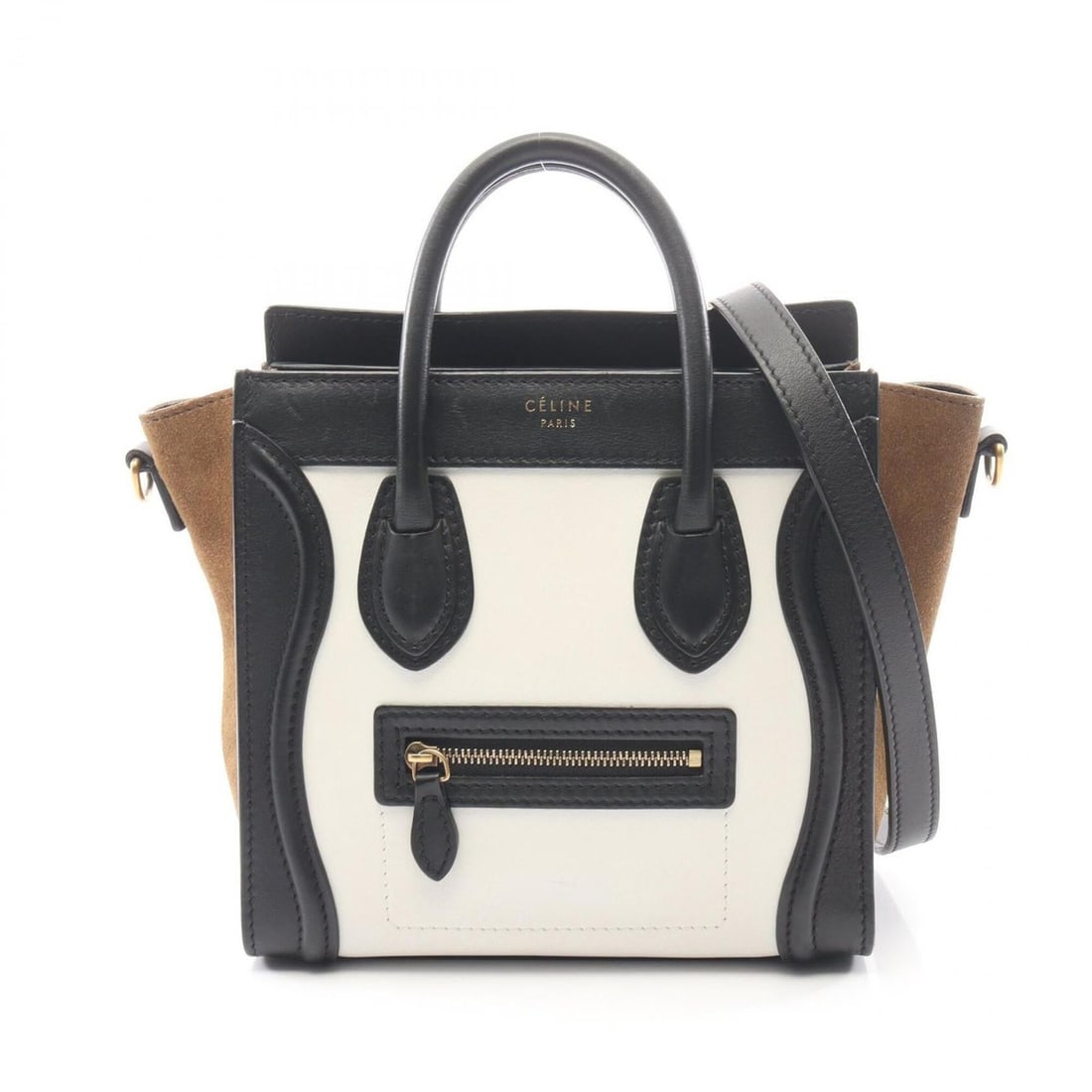 Celine Luggage Nano Shopper 2-Way Handbag, Leather, Women's, Black, White, Khaki: --- Catalog ---Category: SizeSize (HxWxD): 20cm x 20cm x 9cm / 7.87'' x 7.87'' x 3.54''Category: DesignType: HandbagColor: Black, Khaki, WhiteGender: WomenMaterial: Leather Category: GeneralBrand: Cel