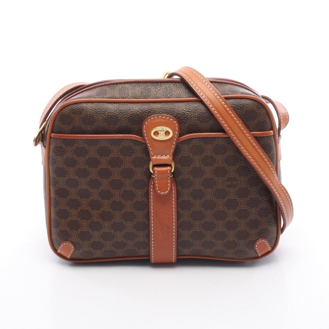 Celine Macadam Shoulder Bag/Handbag, Coated Canvas and Leather, Women's, Brown: --- Catalog ---Category: SizeSize (HxWxD): 15cm x 21cm x 6cm / 5.9'' x 8.26'' x 2.36''Category: DesignType: Handbag, Shoulder bagColor: BrownGender: WomenMaterial: Coated canvas , Leather Category: Ge