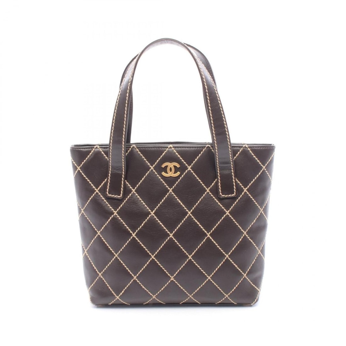 Chanel Wild Stitch Tote Bag Handbag Leather Women's Brown: --- Catalog ---Category: SizeSize (HxWxD): 23cm x 23cm x 8cm / 9.05'' x 9.05'' x 3.14''Category: DesignType: Handbag, Tote bagColor: BrownGender: WomenMaterial: Leather Category: GeneralBrand: Chanel-