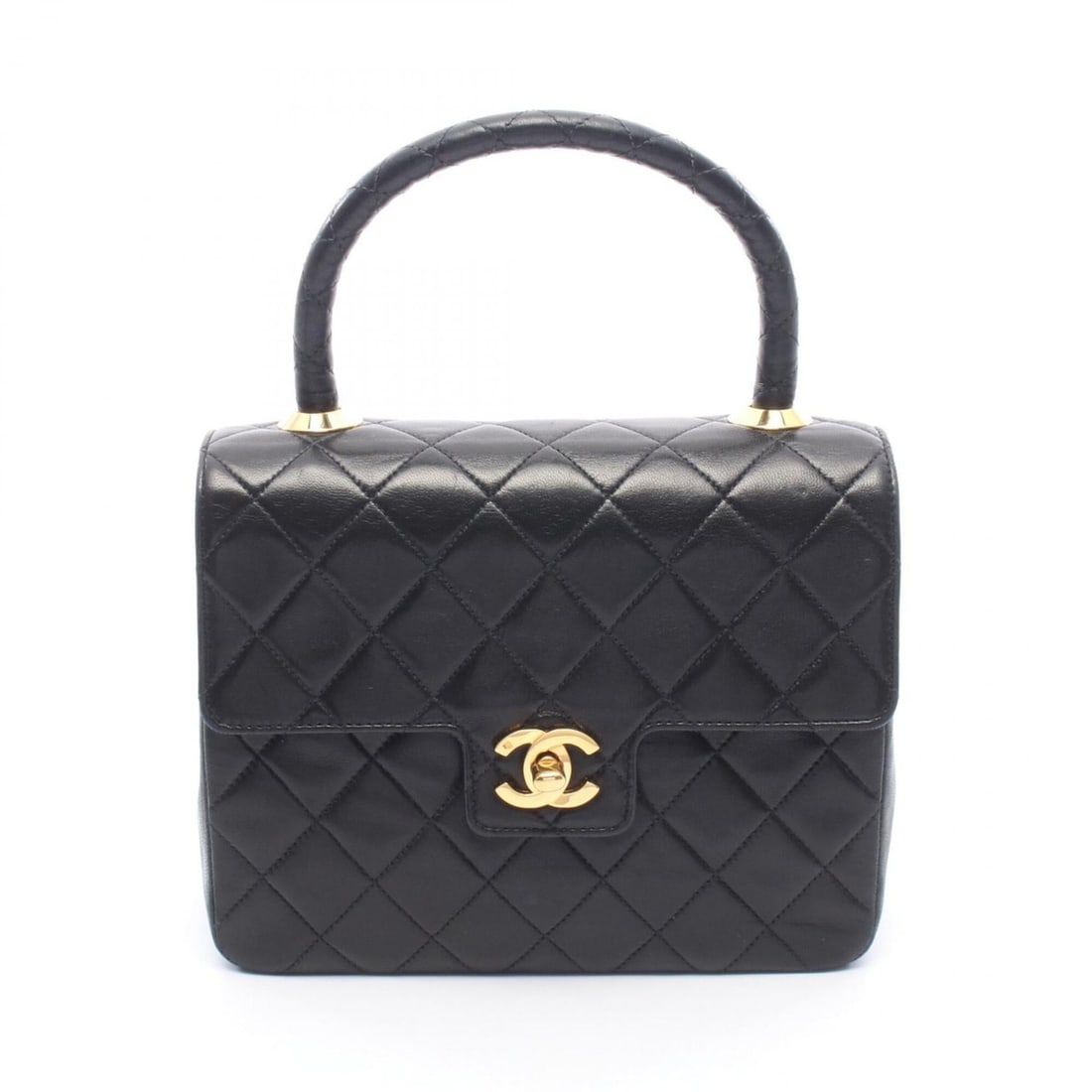 Chanel Mini Matelassé Top Handle Handbag, Lambskin Leather, Women's, Black: --- Catalog ---Category: SizeSize (HxWxD): 16cm x 20cm x 7.5cm / 6.29'' x 7.87'' x 2.95''Category: DesignType: HandbagColor: BlackGender: WomenMaterial: Leather Leather/Fur Type: LambskinCategory: Gen