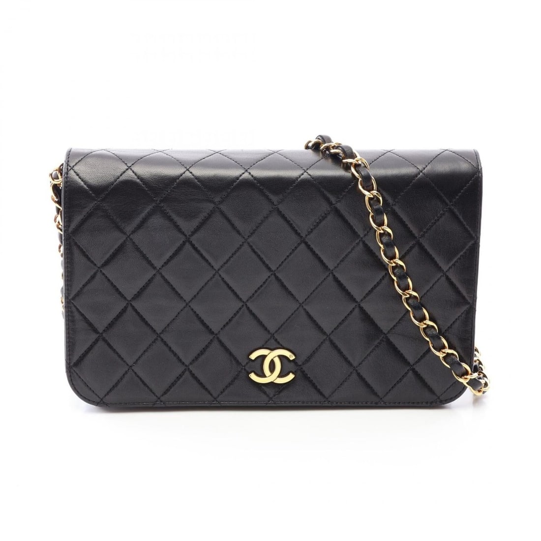 Chanel Matelassé Full Flap Shoulder Bag/Handbag, Lambskin Leather, Women's, Black: --- Catalog ---Category: SizeSize (HxWxD): 14cm x 23.5cm x 6cm / 5.51'' x 9.25'' x 2.36''Category: DesignType: Handbag, Shoulder bagColor: BlackGender: WomenMaterial: Leather Leather/Fur Type: Lambski