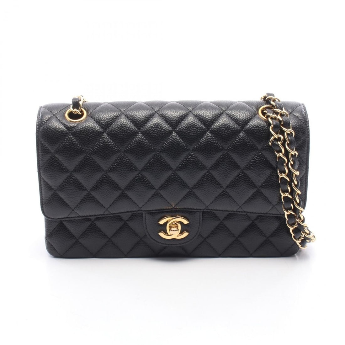 Chanel Matelassé Double Flap Shoulder Bag/Handbag, Caviar Leather (Grained Calfskin), Women's,: --- Catalog ---Category: SizeSize (HxWxD): 16cm x 25cm x 6.5cm / 6.29'' x 9.84'' x 2.55''Category: DesignType: Handbag, Shoulder bagColor: BlackGender: WomenMaterial: Grained Calfskin Category: Genera