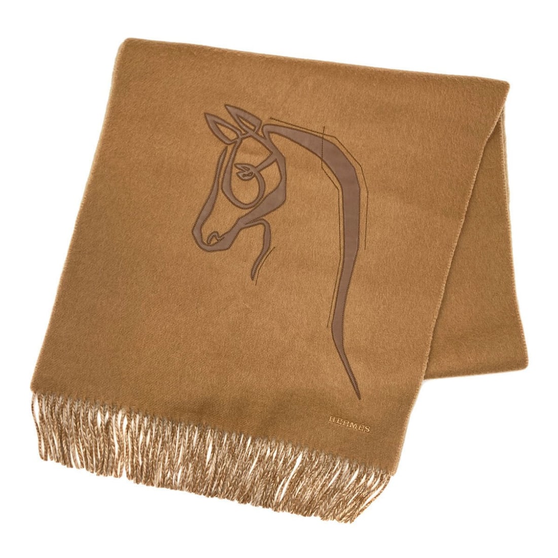 Hermes Cheval au Tres Cashmere Scarf for Women: --- Catalog ---Category: SizeSize (LxW): 1.62m x 43cm / 63.77'' x 16.92''Category: DesignType: StoleColor: BrownGender: WomenMaterial: Cashmere Category: GeneralBrand: Hermes--- Item List ---Section: 