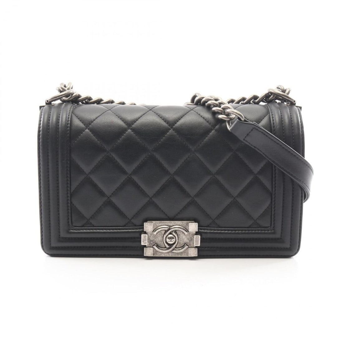 Chanel Boy Shoulder Bag/Handbag, Lambskin Leather, Women's, Black, A67086: --- Catalog ---Category: SizeSize (HxWxD): 14.5cm x 25cm x 7cm / 5.7'' x 9.84'' x 2.75''Category: DesignType: Handbag, Shoulder bagColor: BlackGender: WomenMaterial: Leather Leather/Fur Type: Lambskin