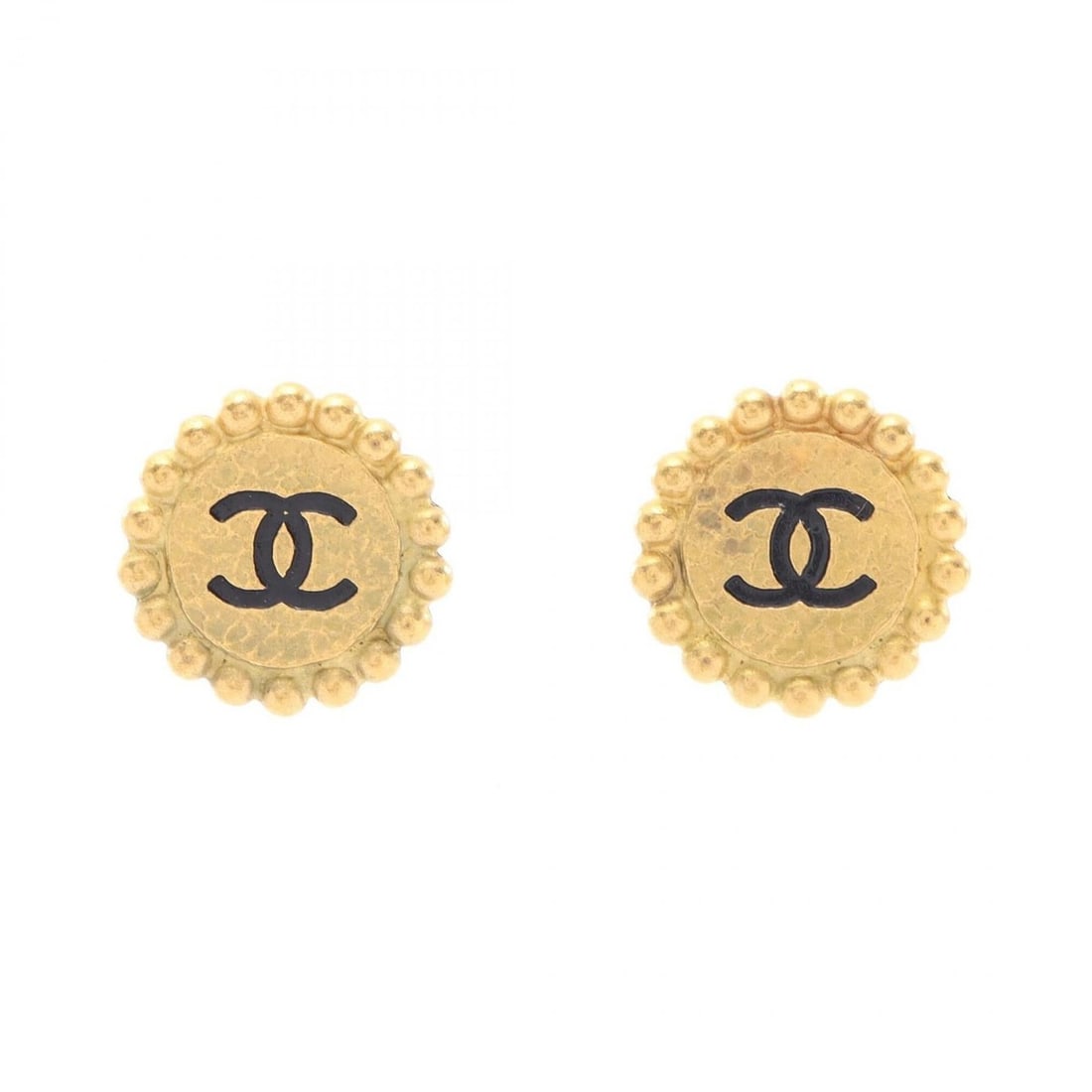 Chanel Coco Mark Round Earrings, Gold Plated (GP), Women's, Gold/Black Tones: --- Catalog ---Category: SizeSize (HxWxD): 27.00mm x 27.00mm / 1.06'' x 1.06''Category: DesignType: Clip earringsColor: Black, GoldGender: WomenMaterial: Gold platingCategory: GeneralBrand: Chanel--- 