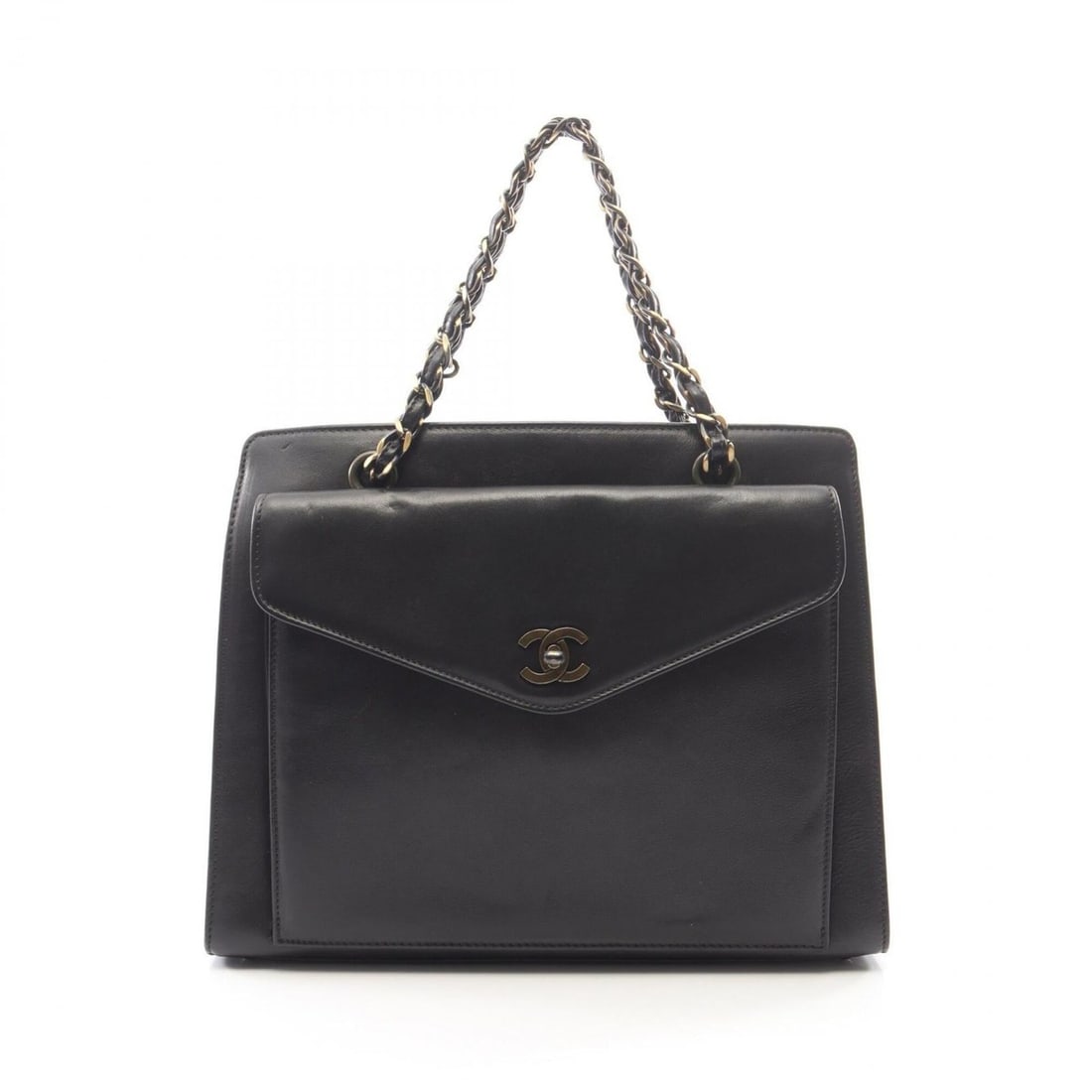 Chanel Coco Mark Handbag, Lambskin Leather, Women's, Black: --- Catalog ---Category: SizeSize (HxWxD): 25cm x 31cm x 9cm / 9.84'' x 12.2'' x 3.54''Category: DesignType: HandbagColor: BlackGender: WomenMaterial: Leather Leather/Fur Type: LambskinCategory: Gener