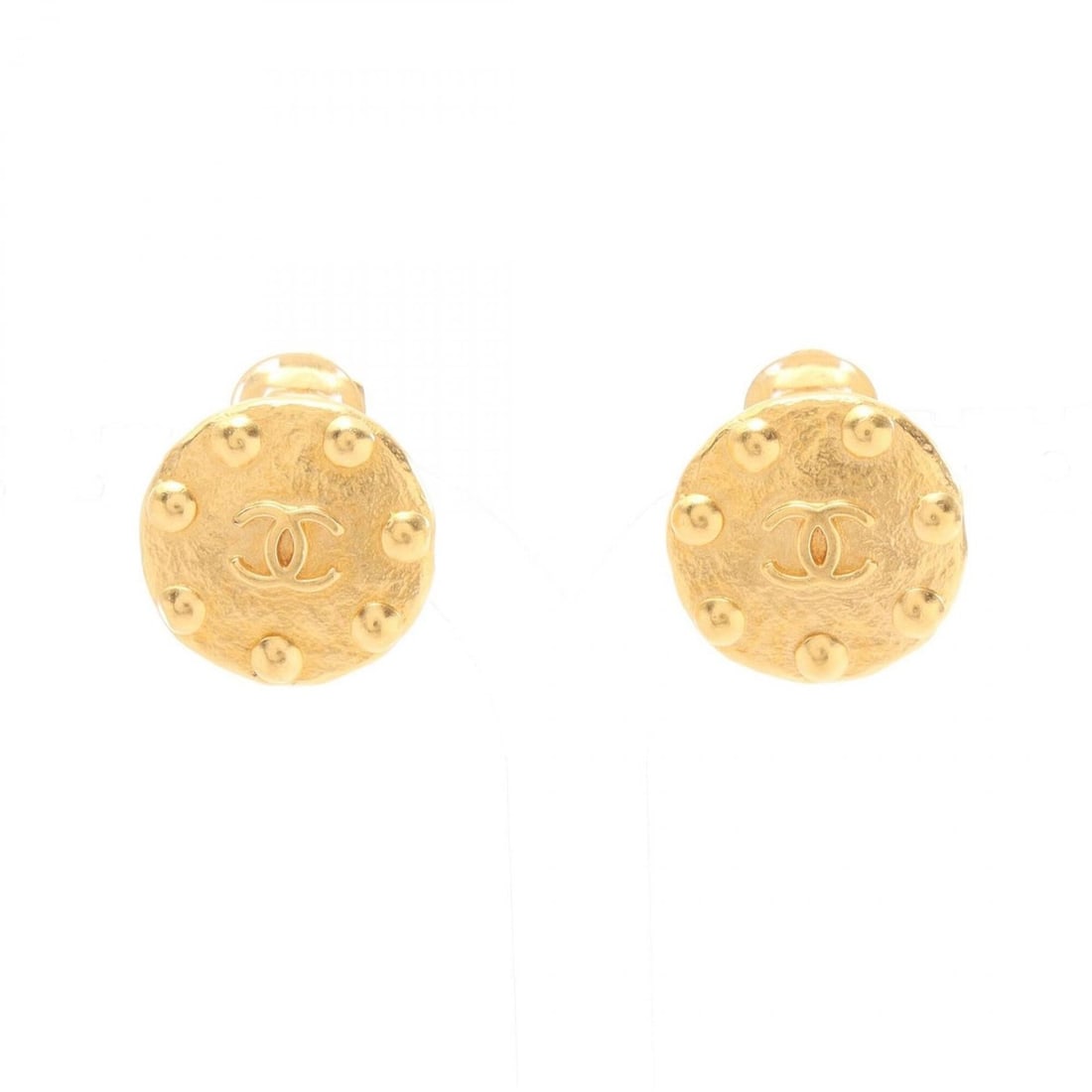Chanel Coco Mark Dot Round Earrings, Gold Plated (GP), Women's, Tone: --- Catalog ---Category: SizeSize (HxWxD): 20.00mm x 20.00mm / 0.79'' x 0.79''Category: DesignType: Clip earringsColor: GoldGender: WomenMaterial: Gold platingCategory: GeneralBrand: Chanel--- Item Li