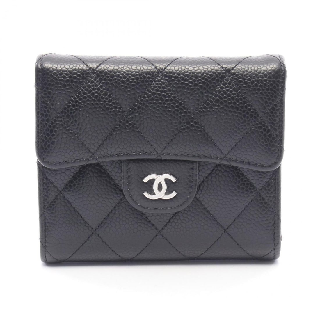 Chanel Classic Small Flap Wallet, Tri-fold Caviar Leather (Grained Calfskin), Women's, Black: --- Catalog ---Category: SizeSize (HxWxD): 10cm x 11.5cm x 3cm / 3.93'' x 4.52'' x 1.18''Category: DesignType: Wallet (tri-fold)Color: BlackGender: WomenMaterial: Grained Calfskin Category: GeneralBra