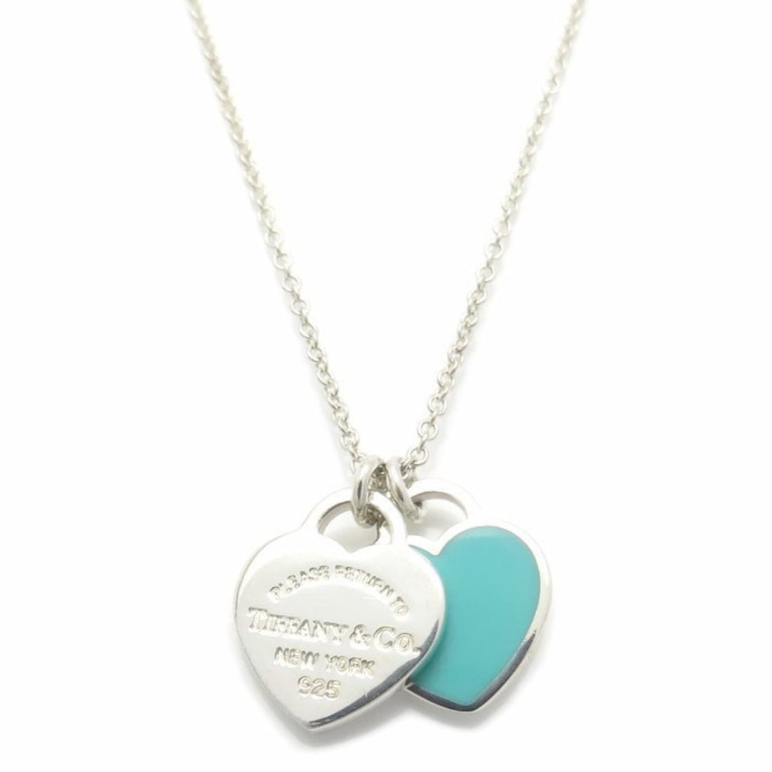 TIFFANY&Co. Tiffany & Co. Return to Double Heart Tag Necklace, Blue, SV925, Women's, 295754: --- Catalog ---Category: SizePendant Size: 12mm x 10mm / 0.47'' x 0.39''Neck Circumference: 40.5 cm / 15.94''Category: DesignGender: WomenMaterial: Silver 925Necklace Type: NecklaceCategory: GeneralBr