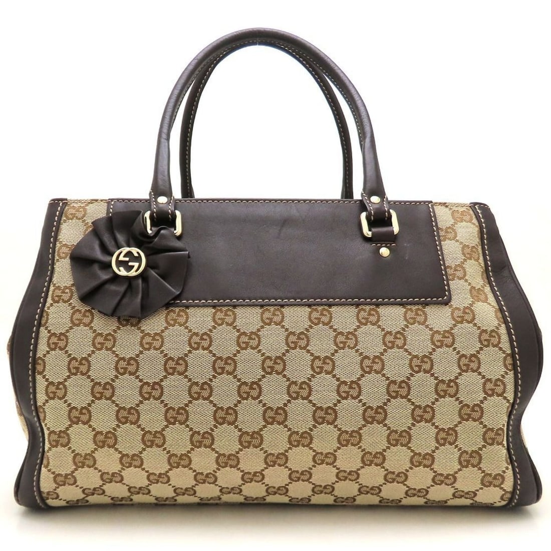 GUCCI Trophy Tote Bag 190246 GG Canvas x Leather Beige Brown Women's 353358: --- Catalog ---Category: SizeSize (HxWxD): 22cm x 35cm x 14cm / 8.66'' x 13.77'' x 5.51''Category: DesignType: Tote bagColor: Beige, BrownGender: WomenMaterial: GG canvas , Leather Category: GeneralBr